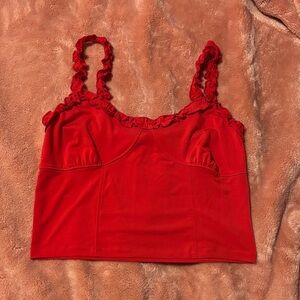Aeropostale Red Ruffle Strap Crop Top